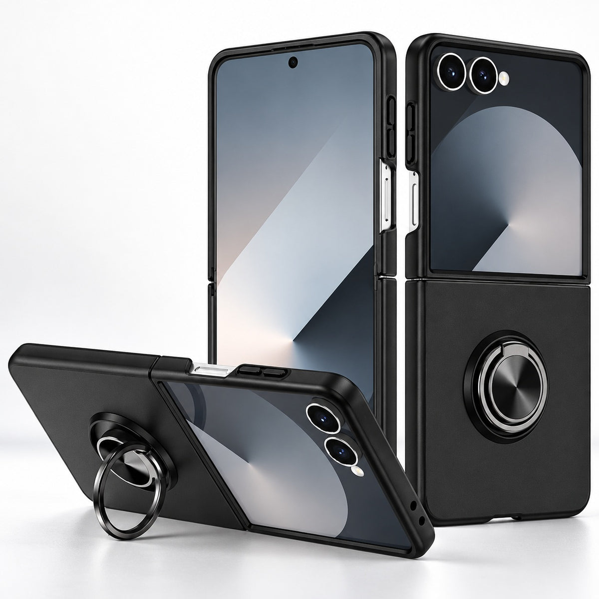 Swirl Invisible Ring Case for Samsung Galaxy Z Flip 7 - Black