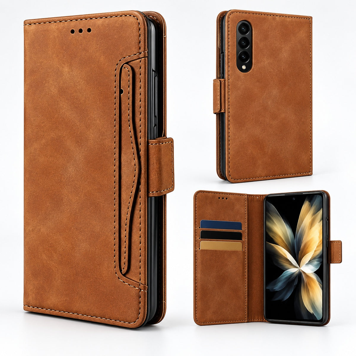 Photo ID Wallet for Samsung Galaxy Z Fold 6 - Brown