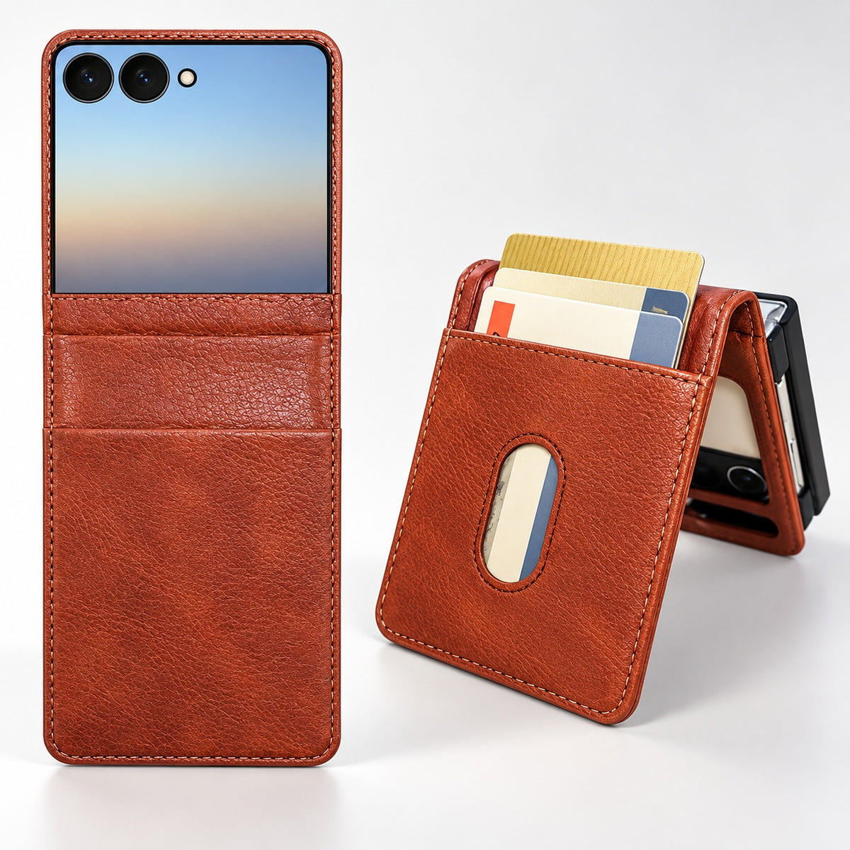 Photo ID Wallet for Samsung Galaxy Z Flip 7 - Brown