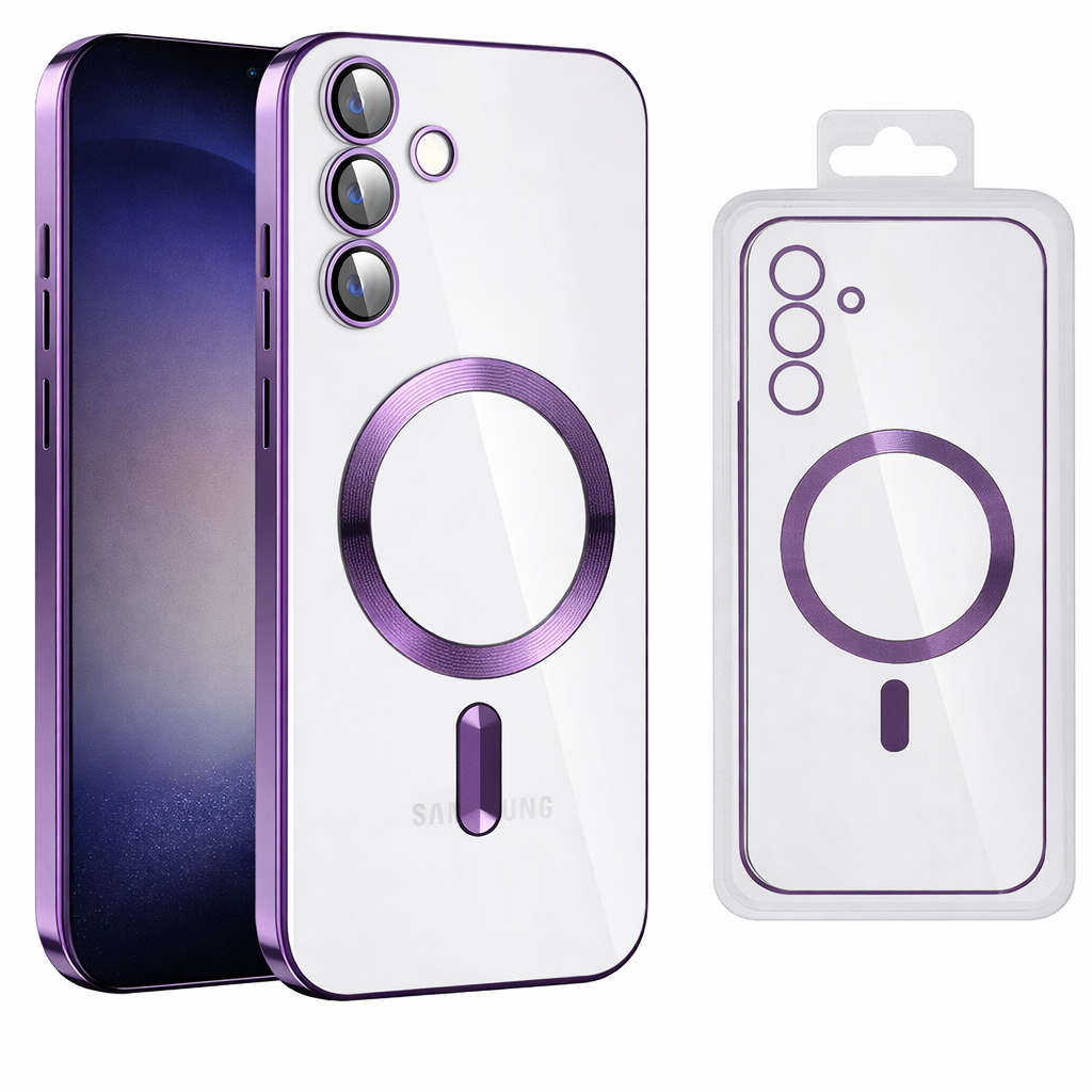 MagSafe Compatible Phone Case – Deep Purple Luxury Electroplated Slim Protective Cover with Wireless Charging Compatibility