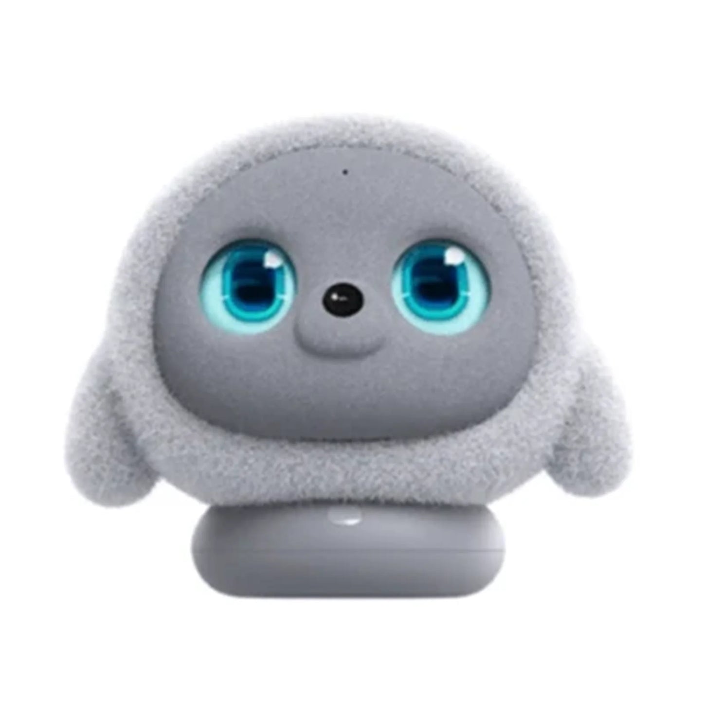 future tech gadgets Canada. smart tech store Canada. Ropet Your Next-Generation AI Robot Pet. Gallery image 1. The product is a cute, plush gray speaker designed to resemble a cartoonish sloth, centered in the frame against a seamless white background. It features large, bright blue eyes and a small black nose, giving it a friendly expression. The body has a soft, fuzzy texture, while the base is a smooth gray material with a circular button at the front.