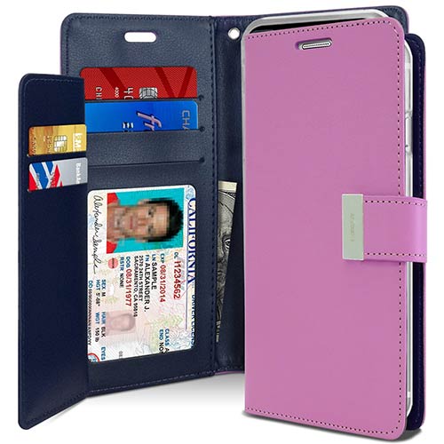 Multi-Card Wallet Phone Case – Purple Gold Rich Diary Mercury Cover