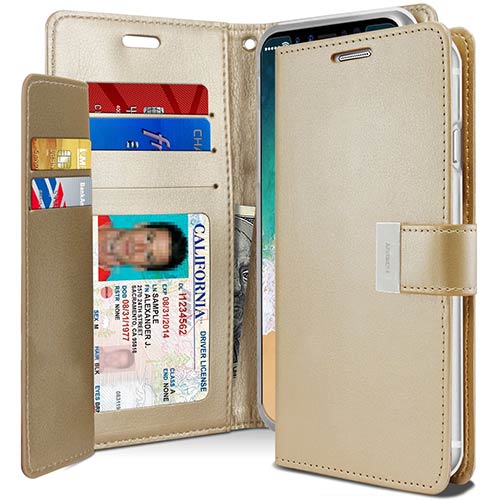 Multi-Card Wallet Phone Case – Gold Rich Diary Mercury Cover
