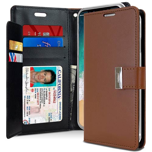 Multi-Card Wallet Phone Case – Brown Rich Diary Mercury Cover