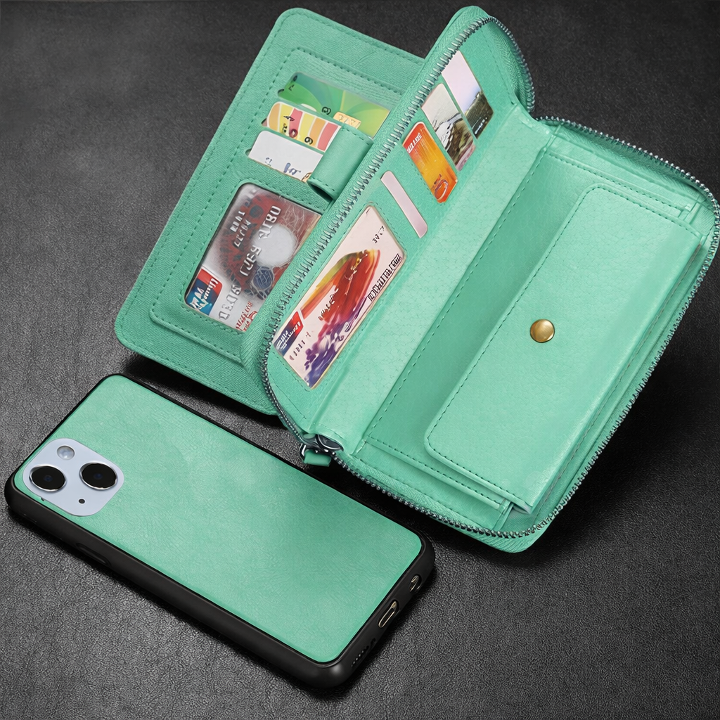 Zipper Wallet Phone Case –Teal Protective Cover