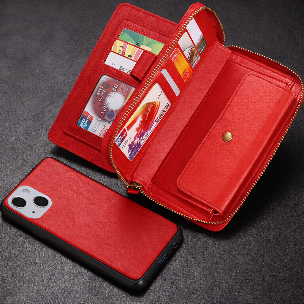 Zipper Wallet Phone Case – Red Protective Cover