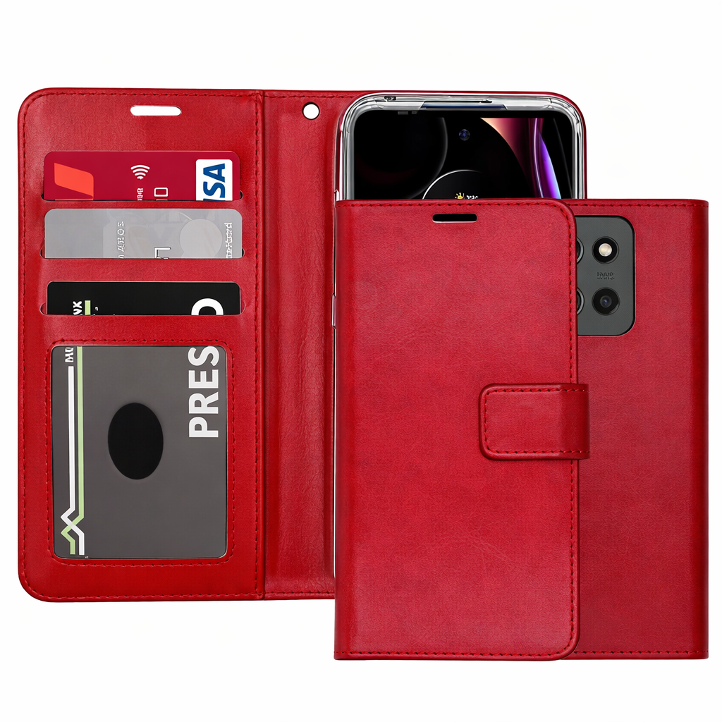 Photo ID Multi-Card Wallet Phone Case – Red Protective Cover