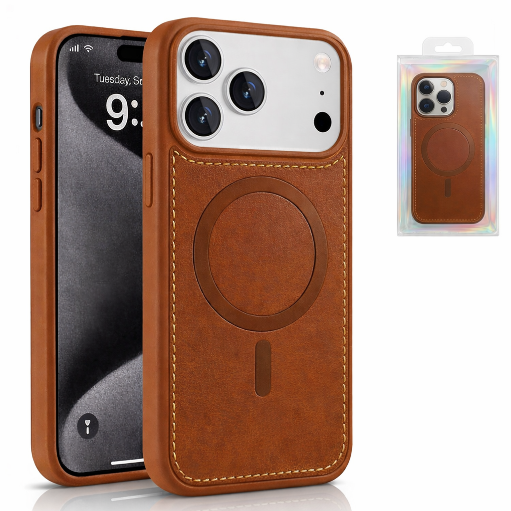 Dual Layer Phone Case – Saddle Brown Rich Craft Cover MagSafe Compatible