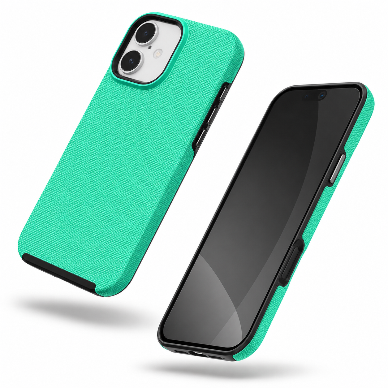 Impact-resistant matte teal mobile cover for Apple iPhone 16