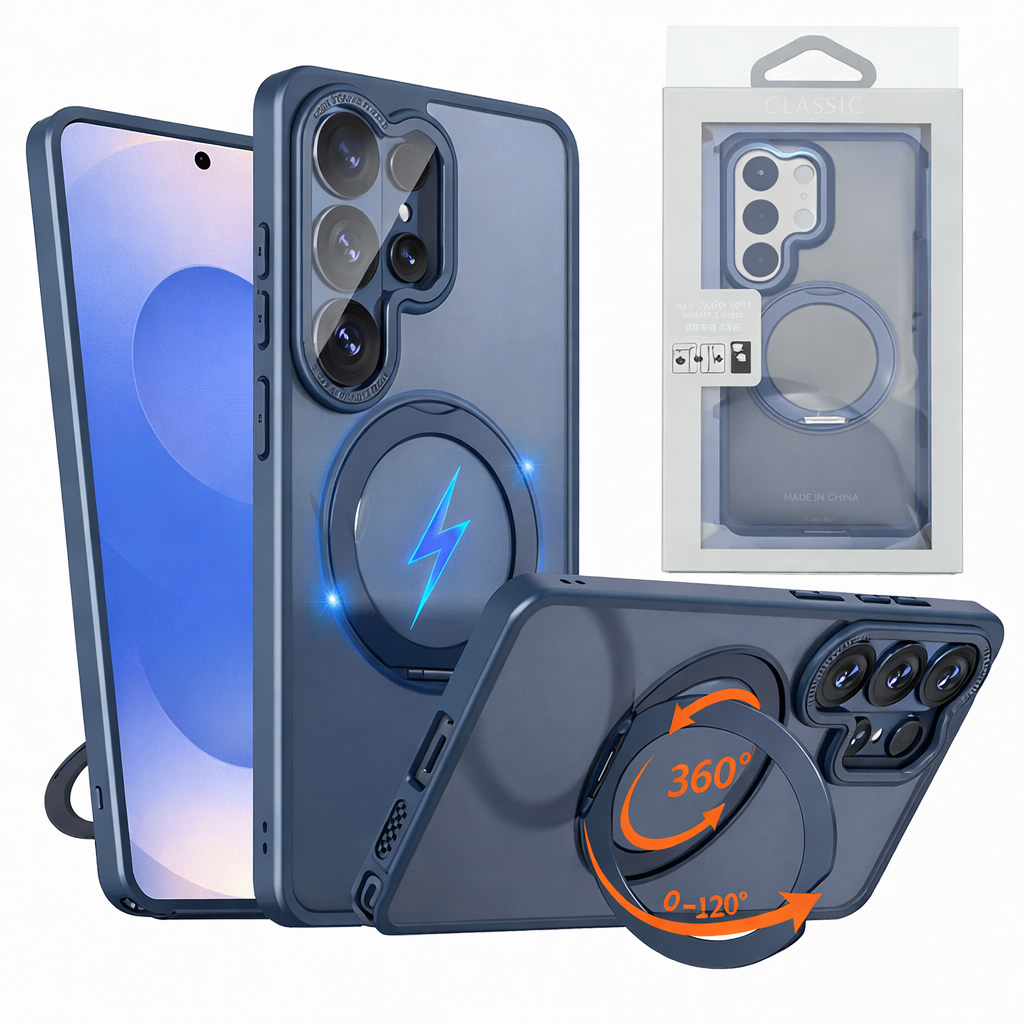 Dual Layer Phone Case – Blue Tilt Cover MagSafe Compatible With Ring Stand
