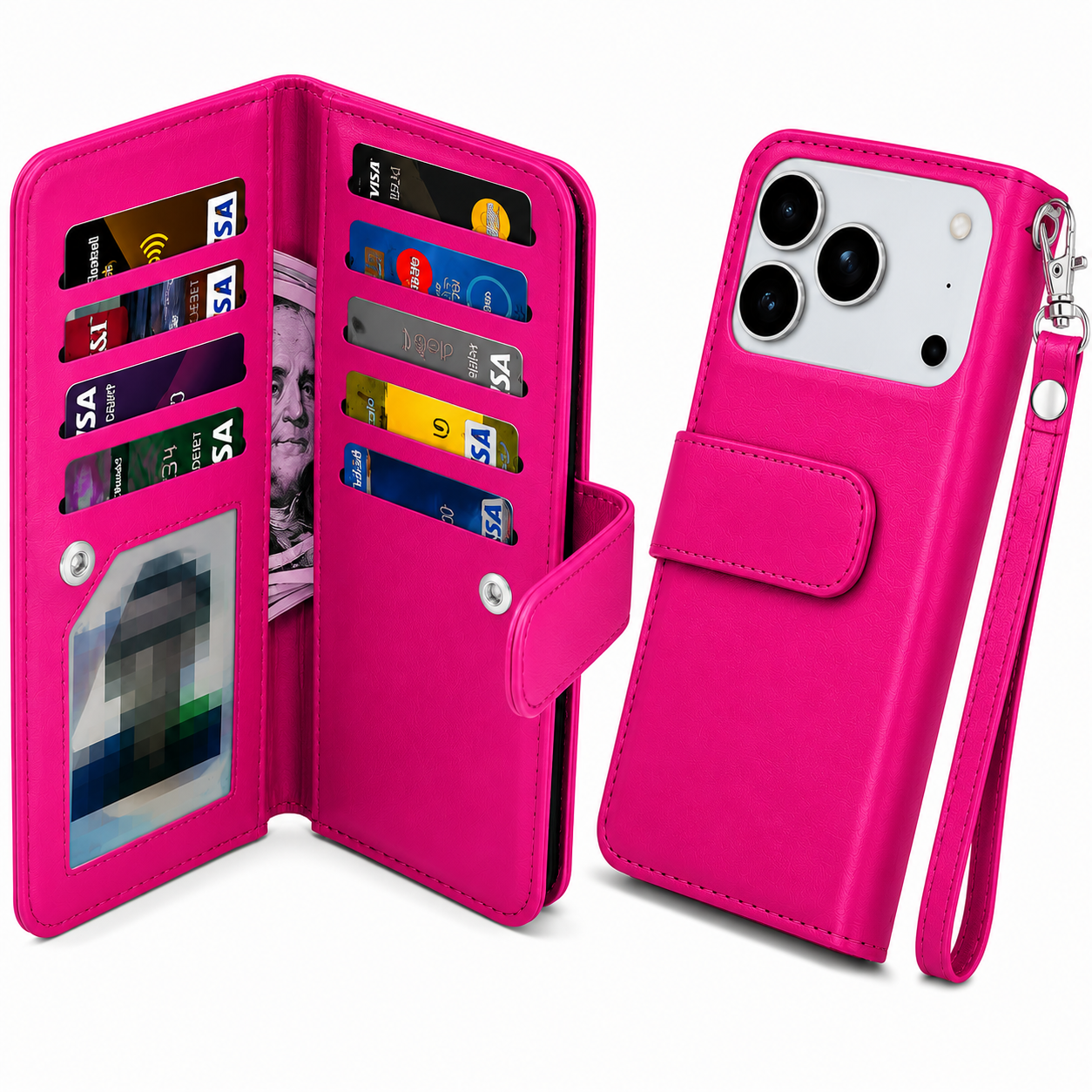 Apple iPhone 17 Pro Max Protective Wallet Case, Detachable Magnetic Cover, Luxury Leather Phone Case, Impact Resistant Mobile Cover, Slim Protective Case