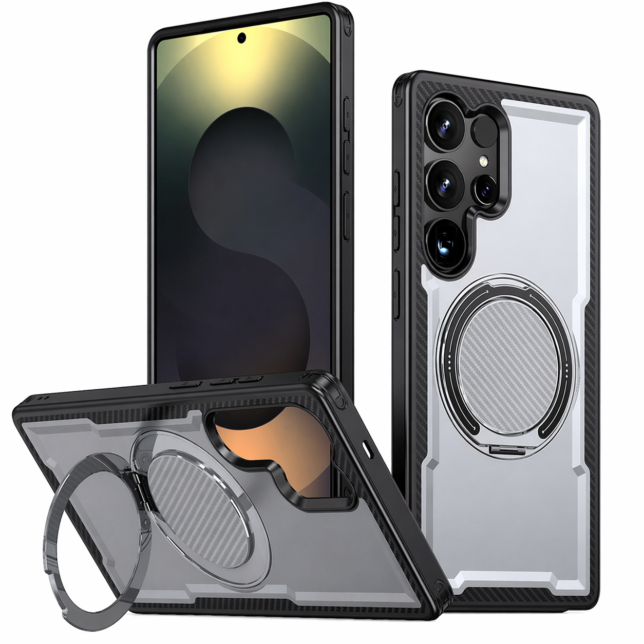 Dual Layer Phone Case – Grey Covert Cover MagSafe Compatible With Ring Stand