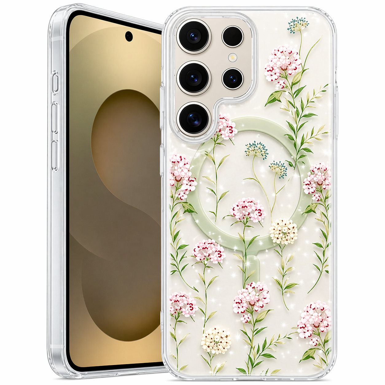 Dual Layer Phone Case – Green leaf Flower Floret Cover MagSafe Compatible