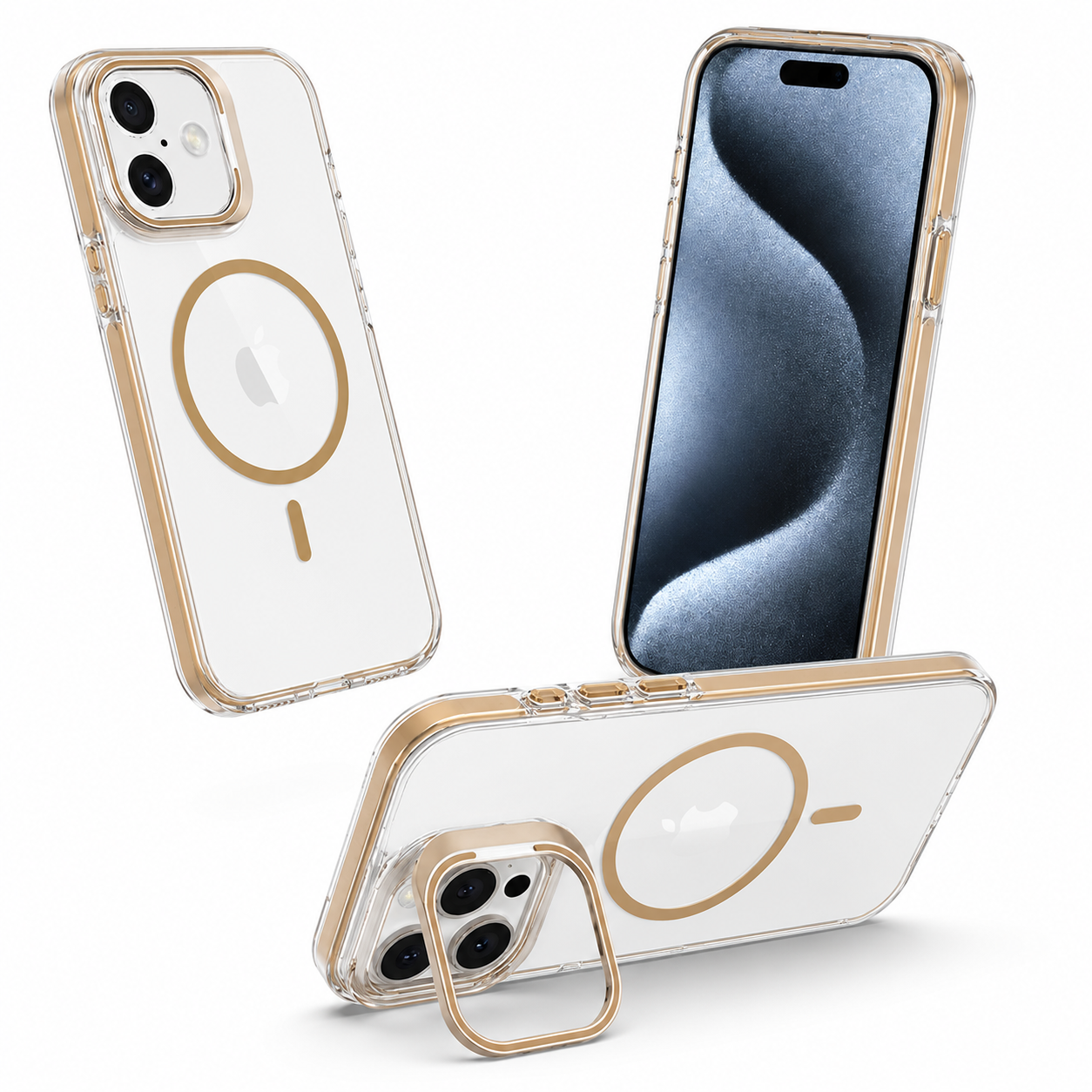 Desert Titanium Crystal Clear Phone Case for Apple iPhone 17 Impact Resistant MagSafe Mobile Cover