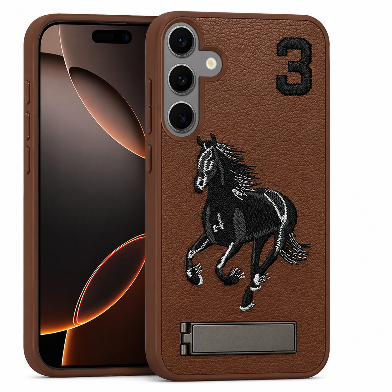 Dual Layer Phone Case – Brown Horse Design Cover MagSafe Compatible with Stand