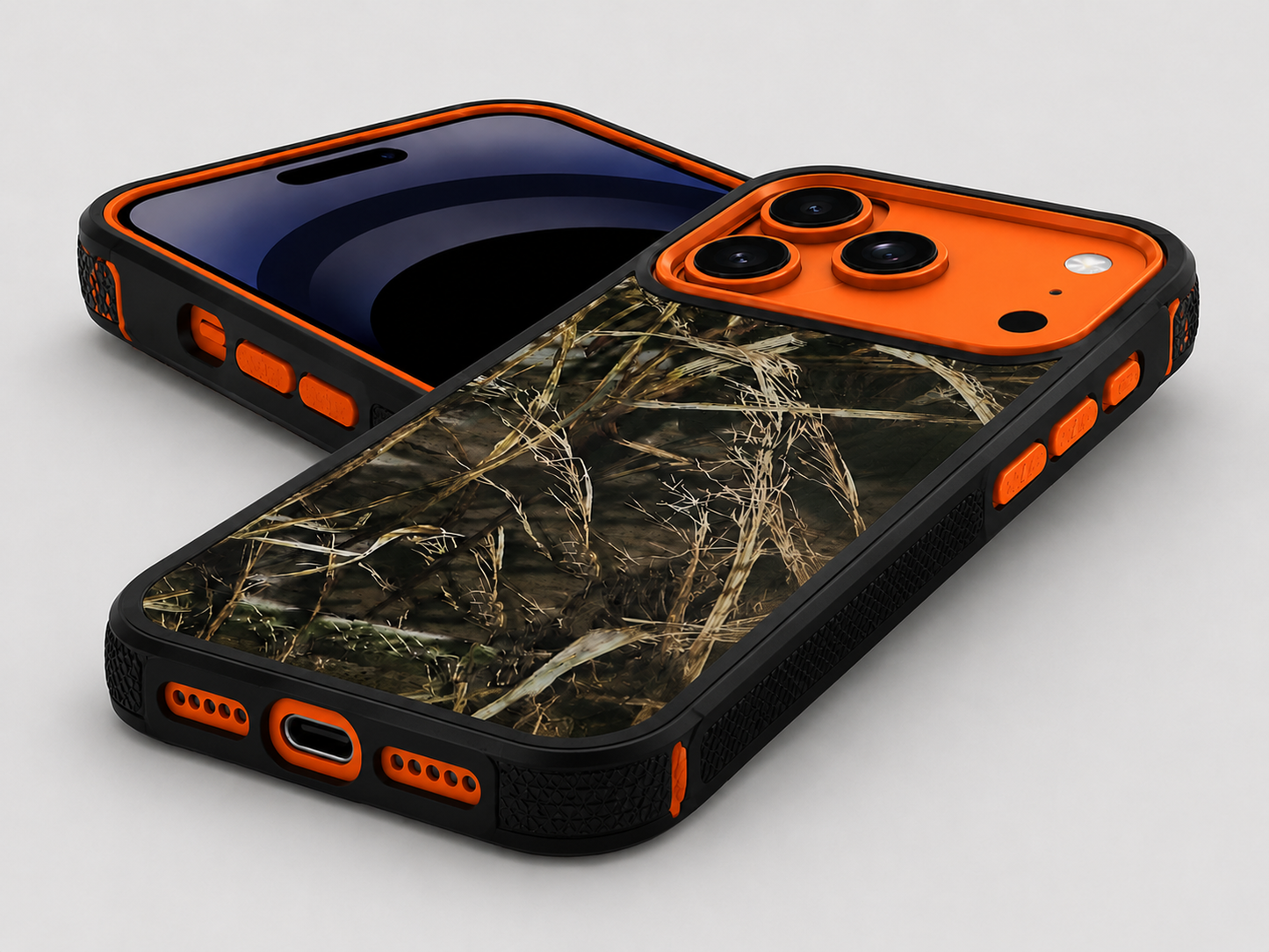 Premium Orange Camouflage Protective Case for Apple iPhone 17 Pro Max with Anti-Drop Defender Design