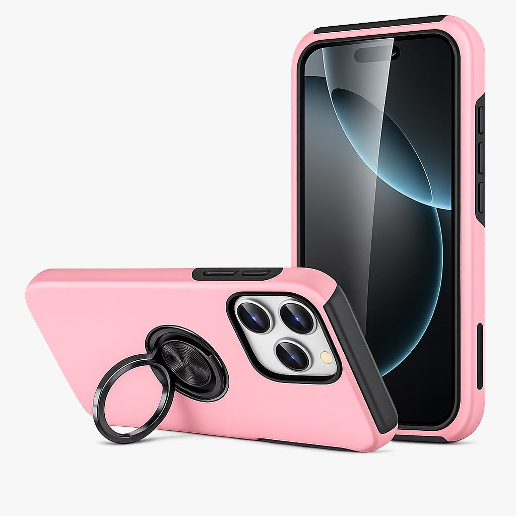 Slim Rose Gold iPhone 17 Pro Max Case, Durable Protective Mobile Cover, Luxury Magnetic Ring Phone Case