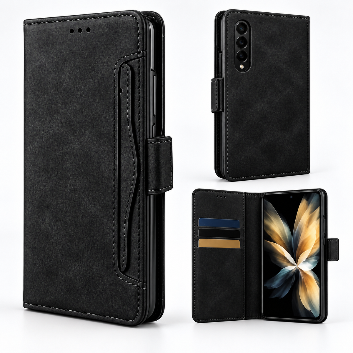 Photo ID Wallet for Samsung Galaxy Z Fold 6 - Black