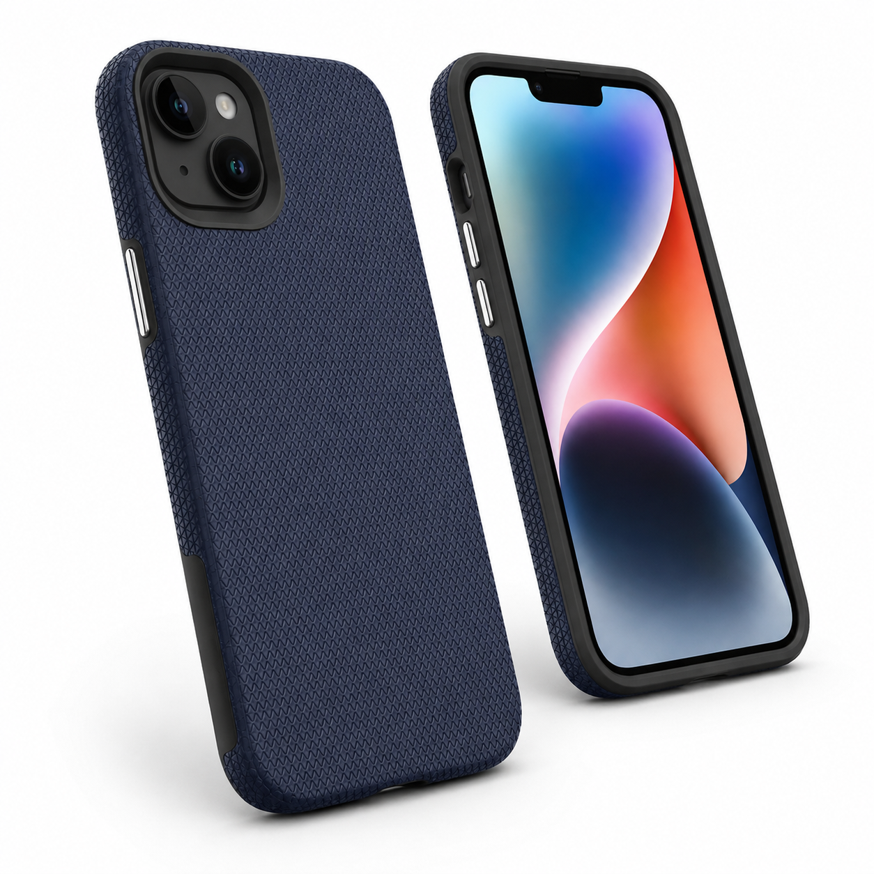 Triangle Pattern Navy iPhone 15 Case Slim Anti-Slip Protective Cover