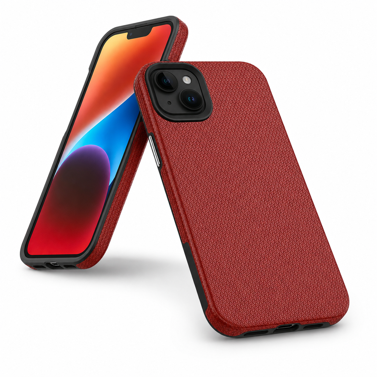 Triangle Pattern Red iPhone 15 Case Slim Anti-Slip Protective Cover