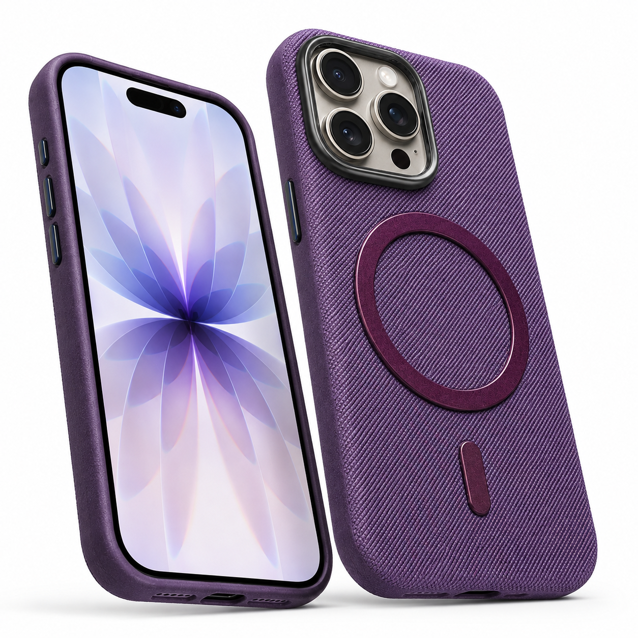 Textured MagSafe Fabric Case for Apple iPhone 15 - Purple