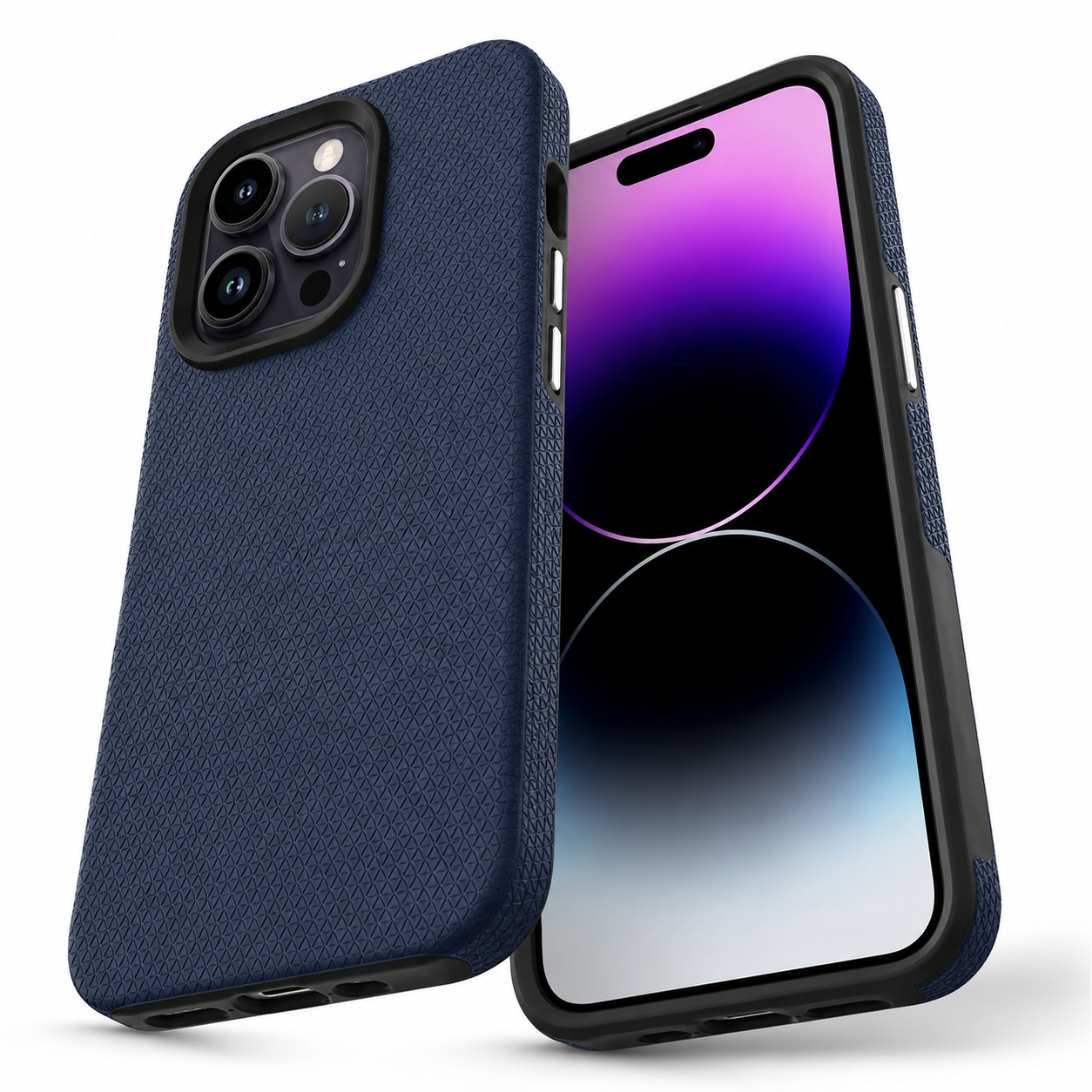 Navy impact-resistant iPhone 16 Pro Max case with reinforced corners