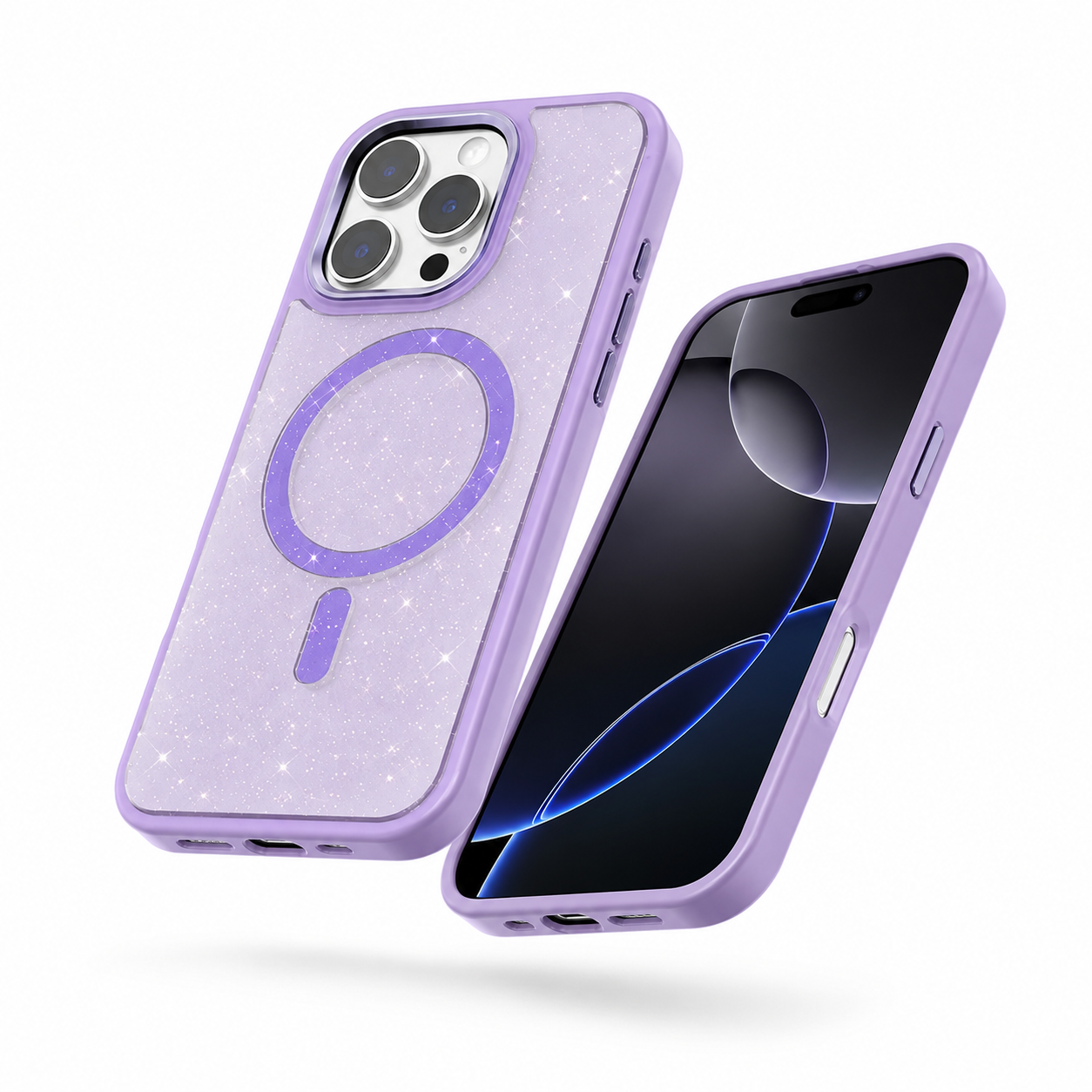 Purple MagSafe iPhone 16 Pro Max cover with raised camera and screen edges