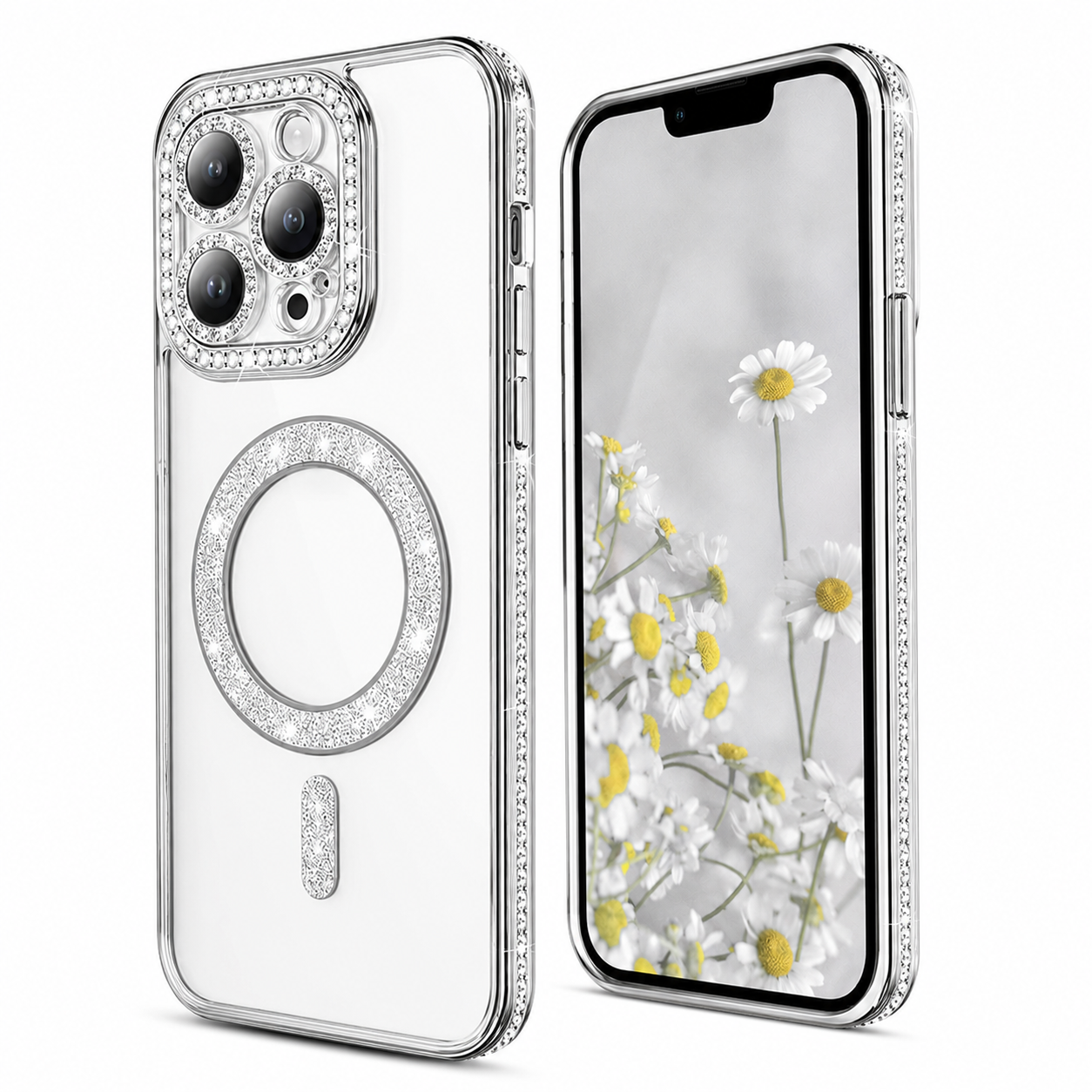 Glitter Electroplated MagSafe Case for Apple iPhone 16 Pro Max - Silver