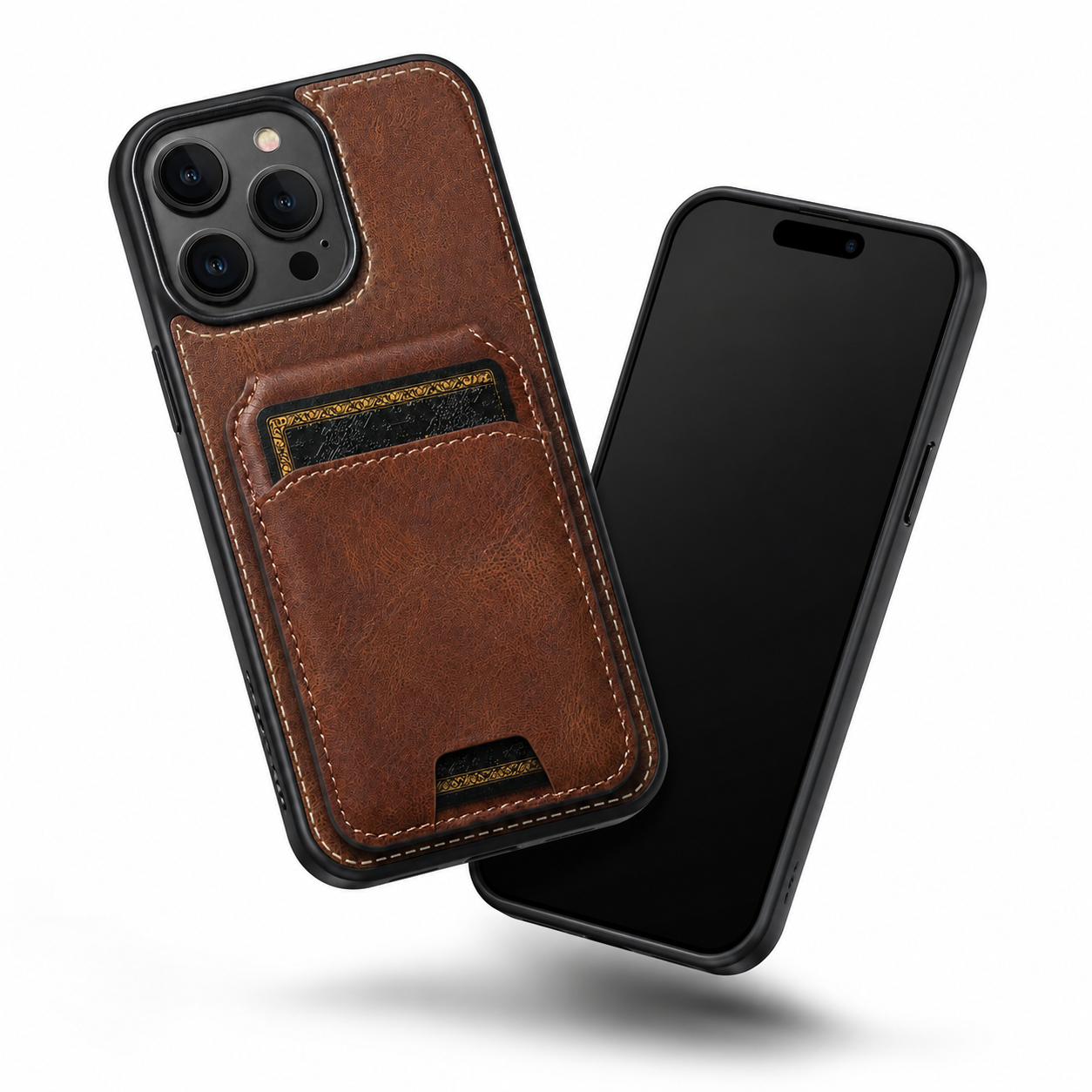 Protective Stealth Wallet Cover for iPhone 16 Pro Max Brown