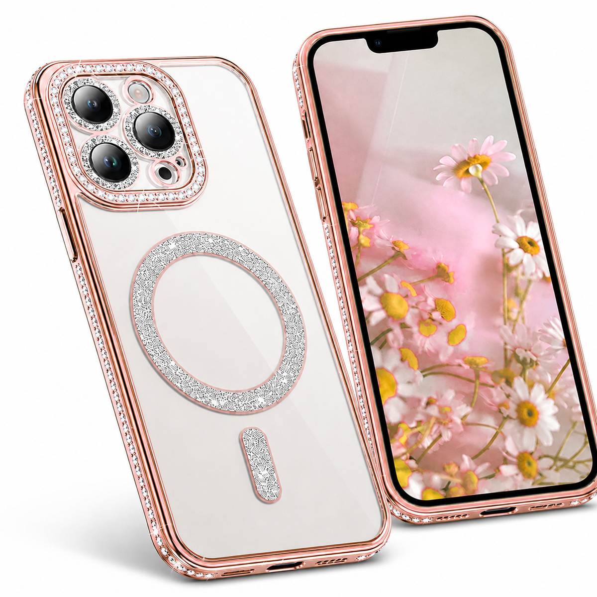 Glitter Electroplated MagSafe Case for Apple iPhone 15 Pro Max - Rose Gold - alternate product view
