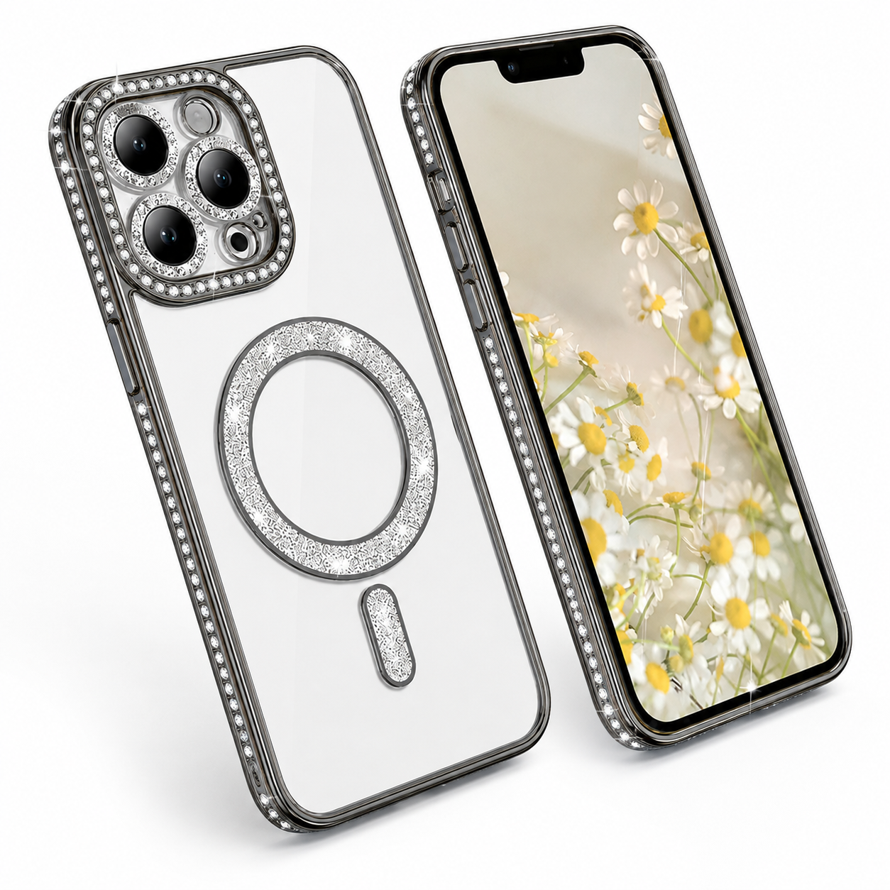 Glitter Electroplated MagSafe Case for Apple iPhone 16 Pro Max - Black