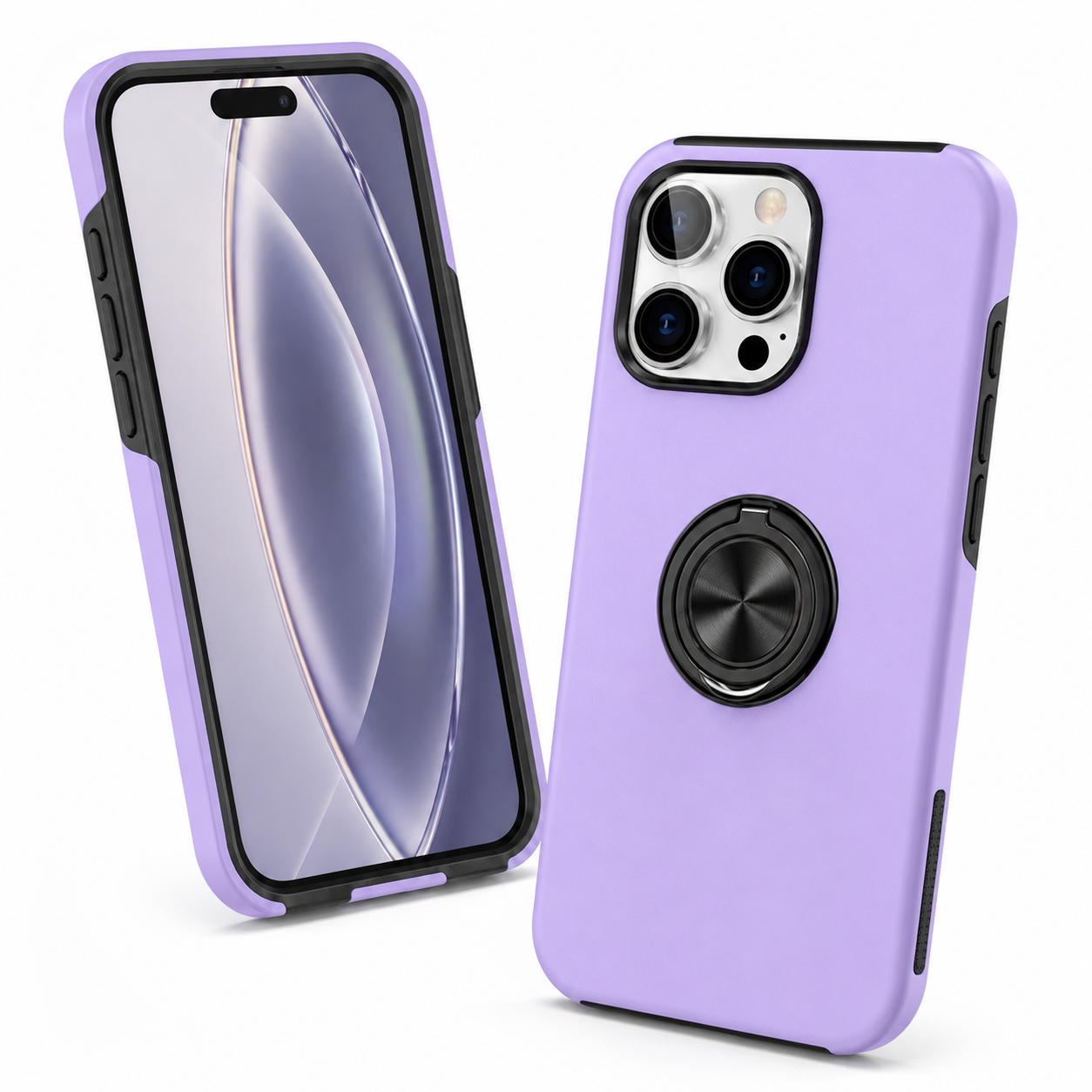 Swirl Invisible Ring Protective Case for Apple iPhone 16 Pro Max - Light Purple