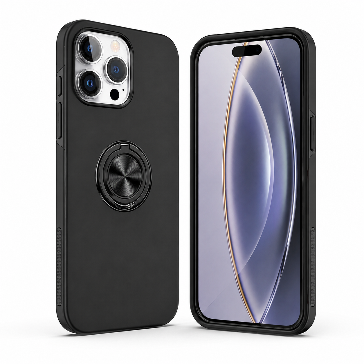 Swirl Invisible Ring Stand Case for Apple iPhone 16 Pro Max - Black