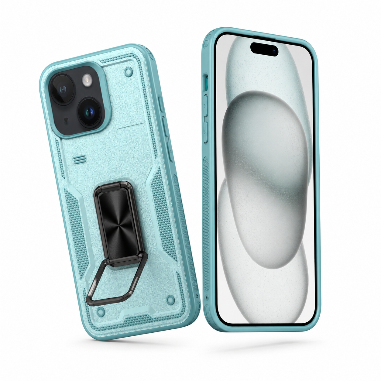 Rugged Kickstand Ring Case for Apple iPhone 13 - Teal
