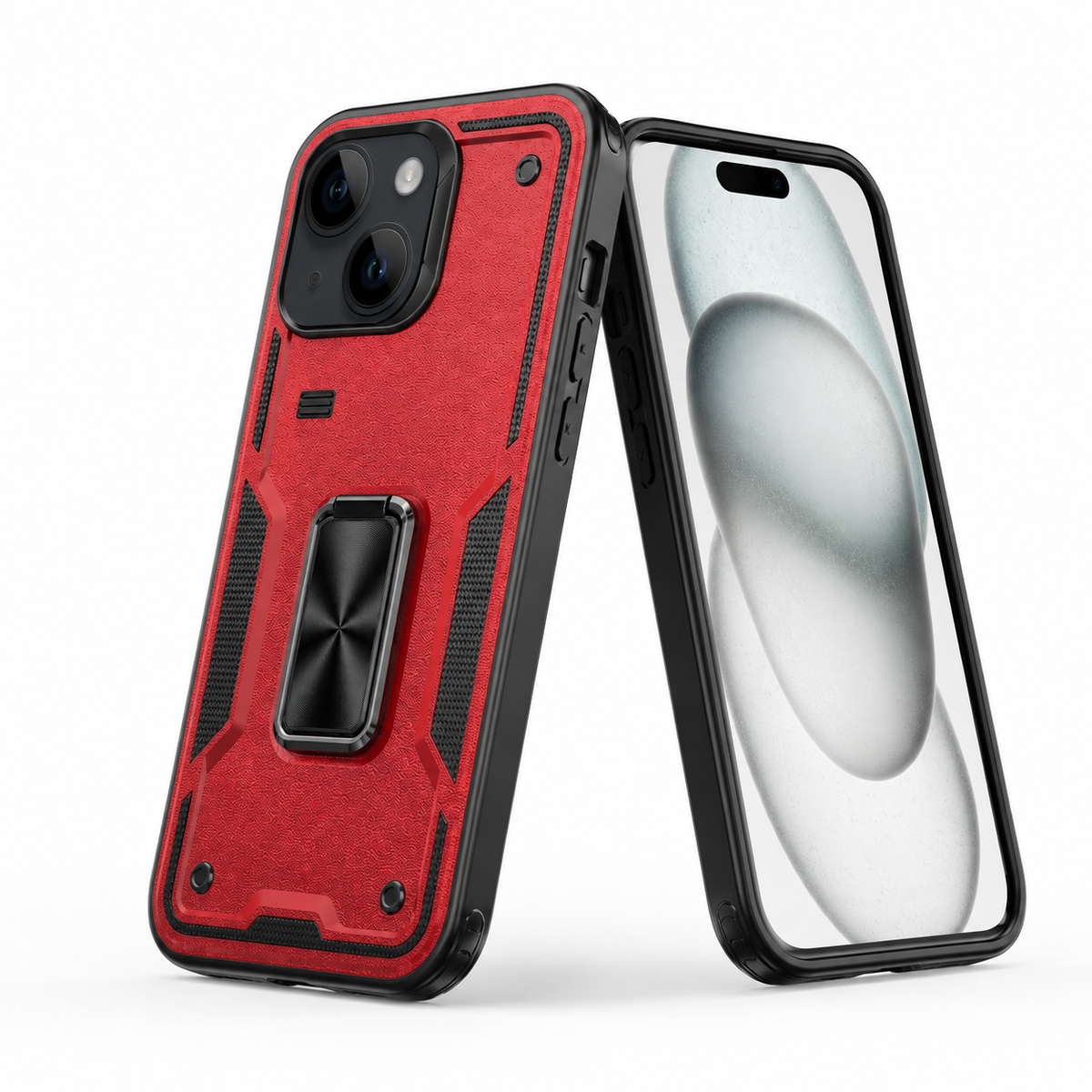 Rugged Kickstand Ring Case for Apple iPhone 13 - Red