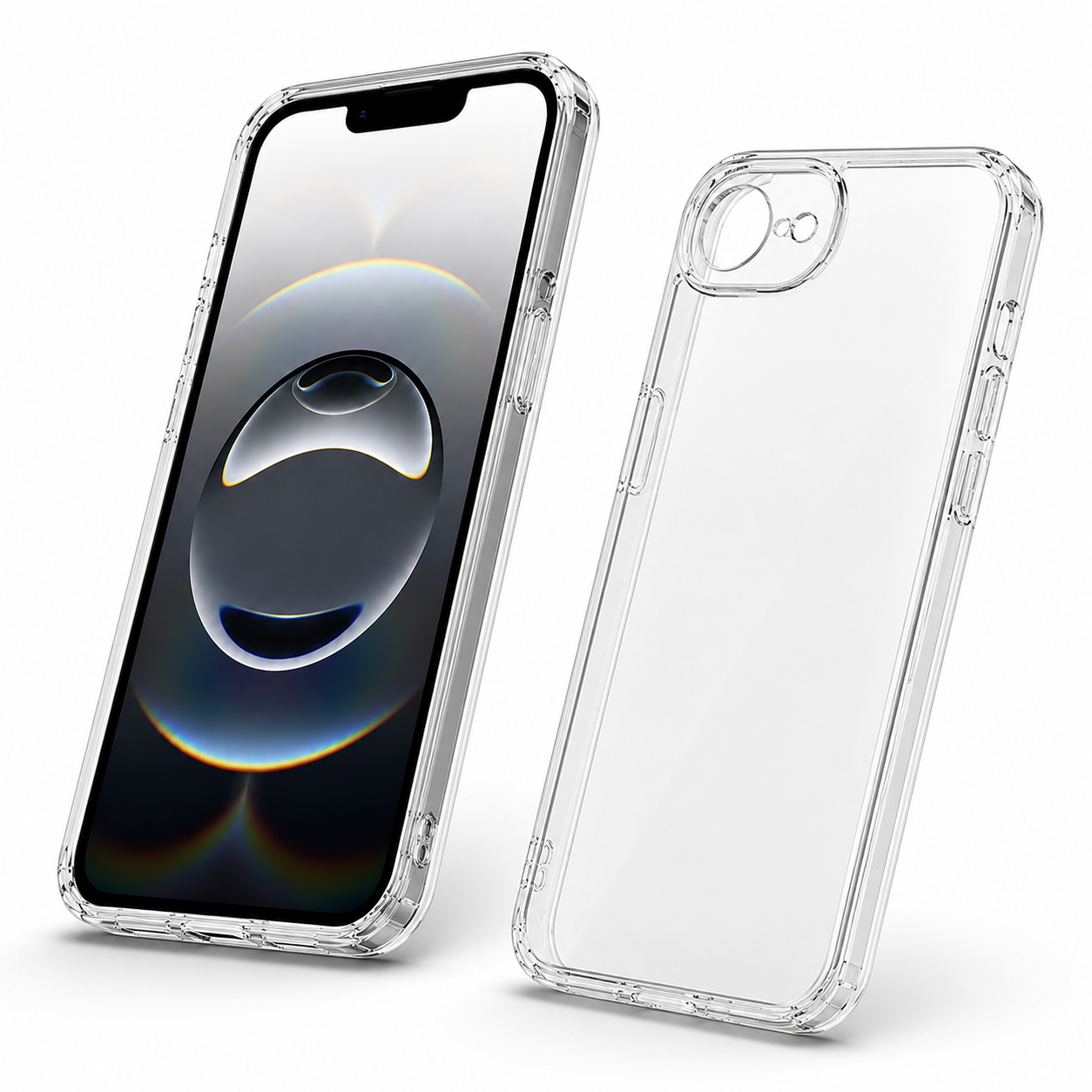 Clear lightweight iPhone cover with raised camera and screen protection