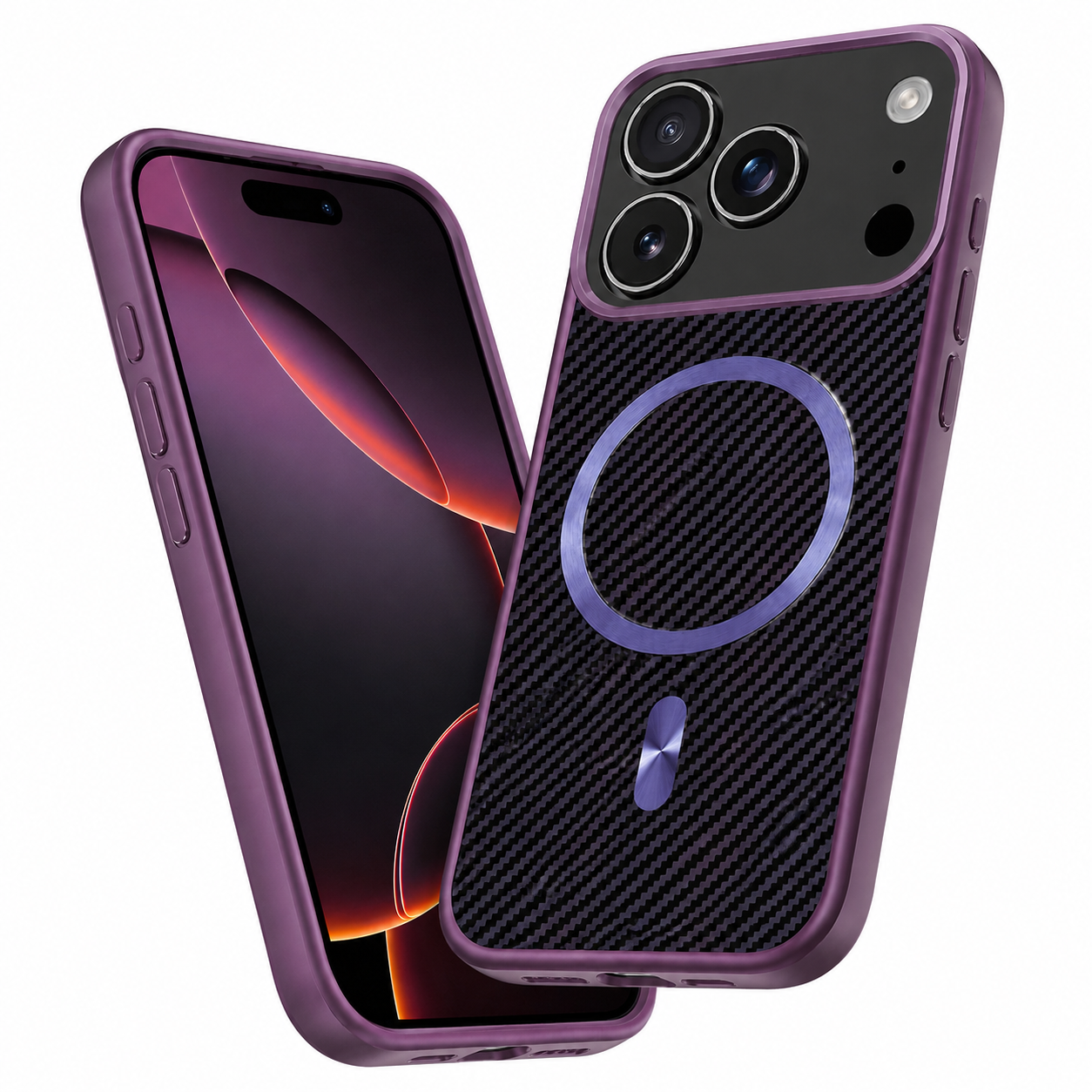 Military Grade Drop Protection Purple Carbon Fiber iPhone 17 Pro Case