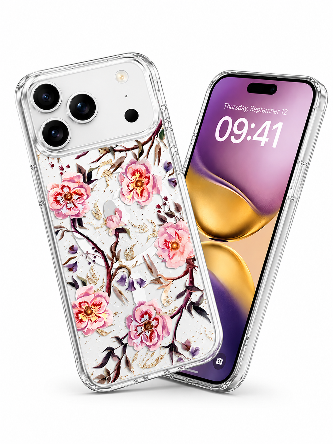 Rose Pattern MagSafe Phone Case for Apple iPhone 17 Pro Max Drop Protection Cover