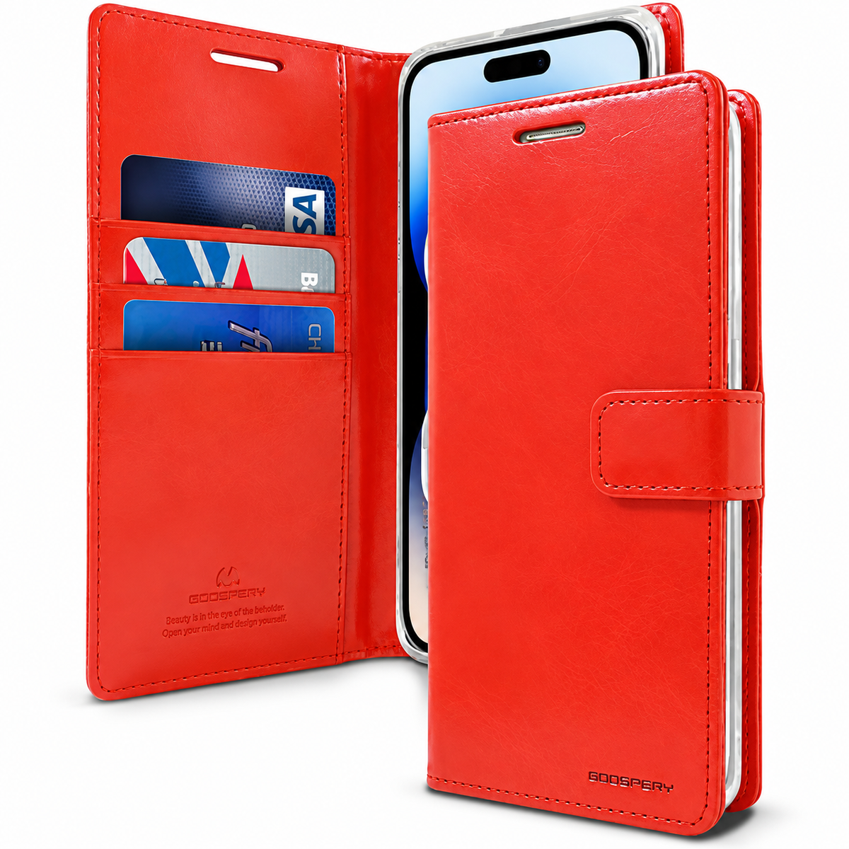 Goospery BlueMoon Leather Wallet Case for Apple iPhone 15 Pro - Red - alternate product view
