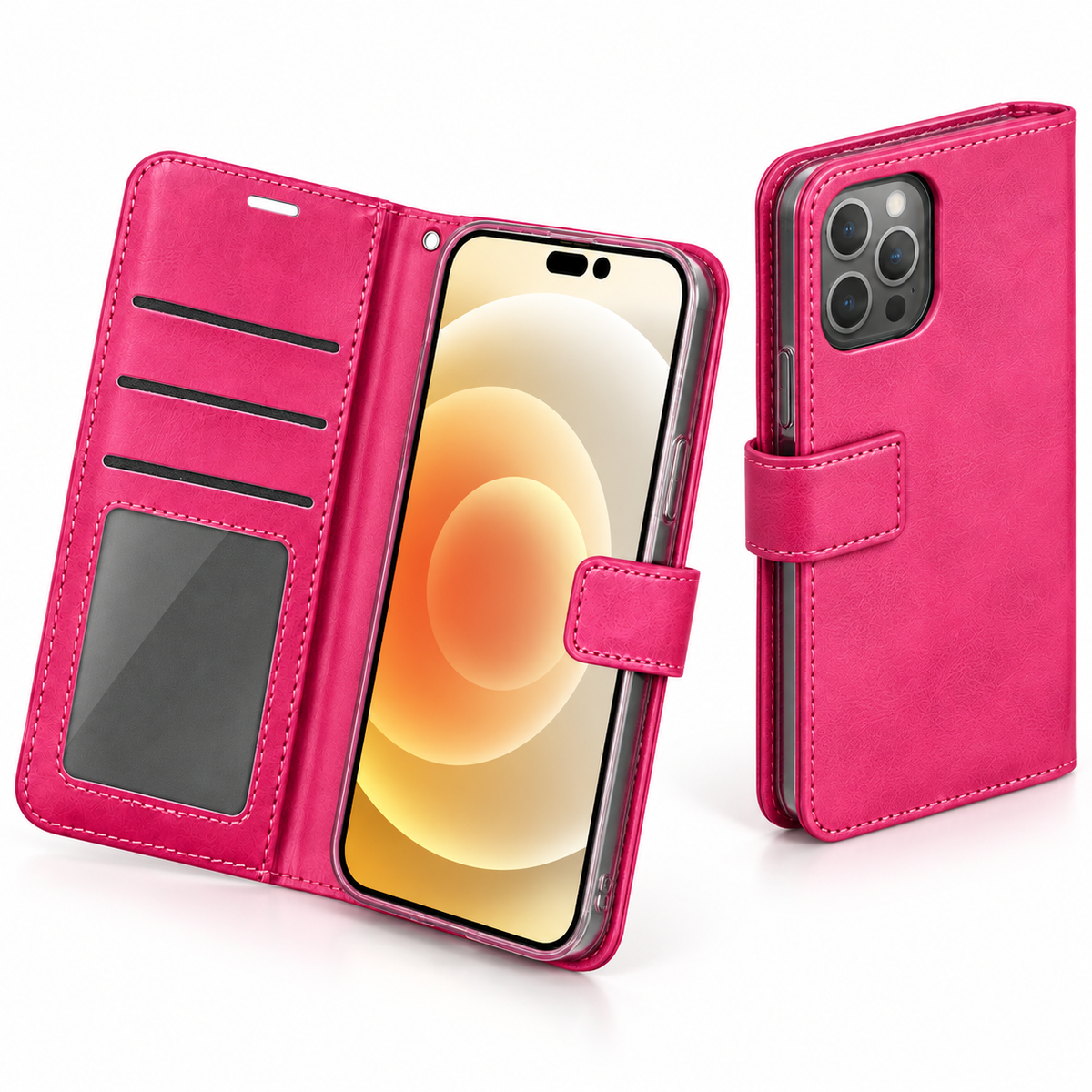 Photo ID Wallet Case for Apple iPhone 16 Pro Max - Hot Pink