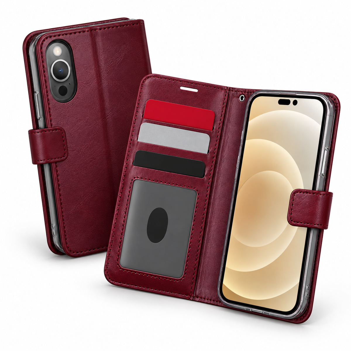 Photo ID Wallet Case for Apple iPhone 16 Pro Max - Wine