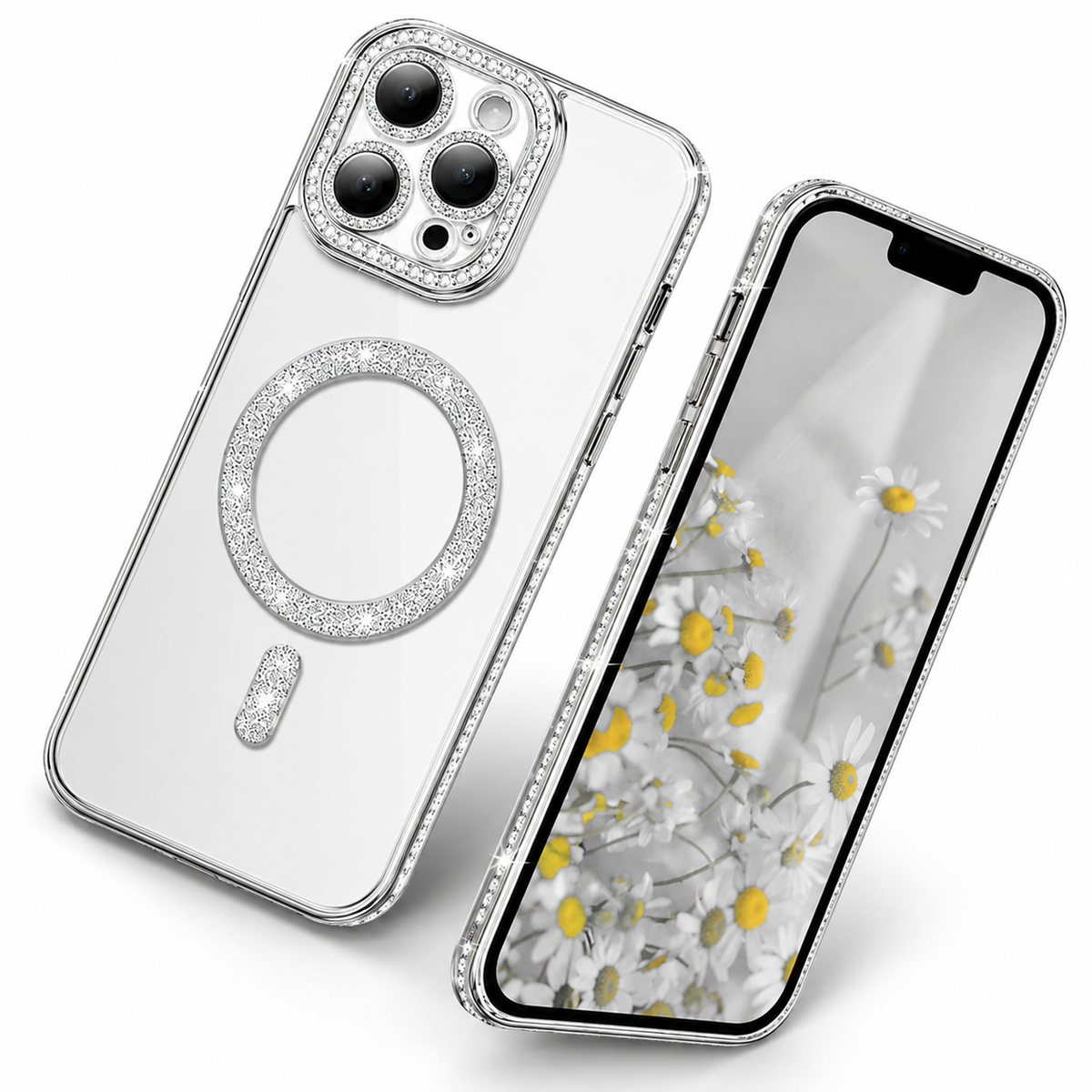 Glitter Electroplated MagSafe Case for Apple iPhone 13 - Silver