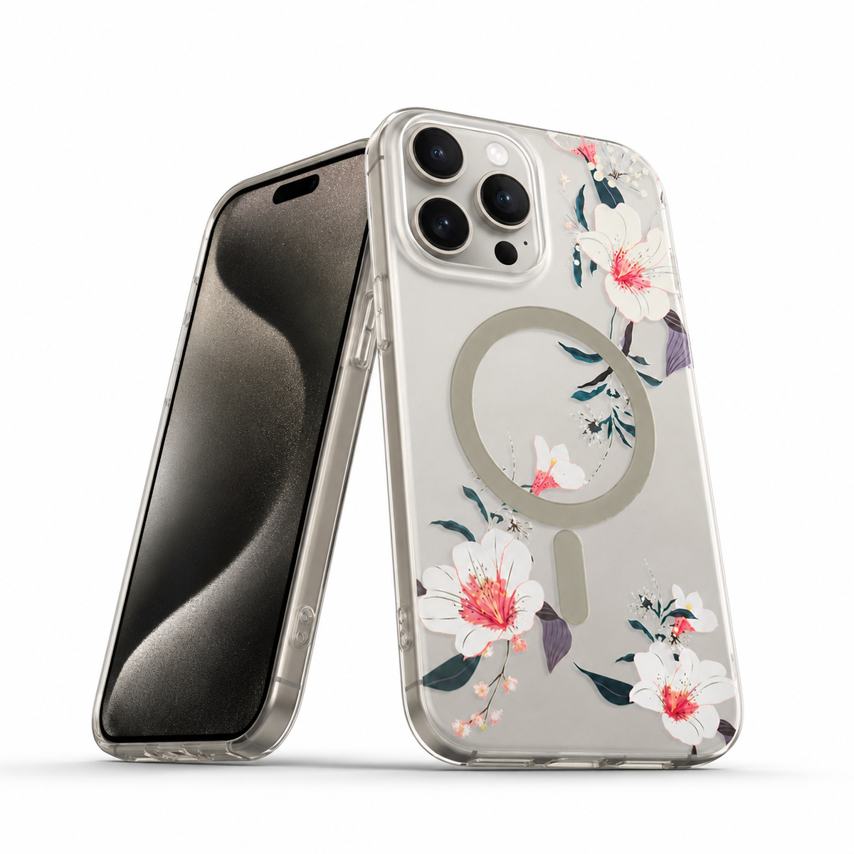 Frosted MagSafe Flower Case for Apple iPhone 14 - White
