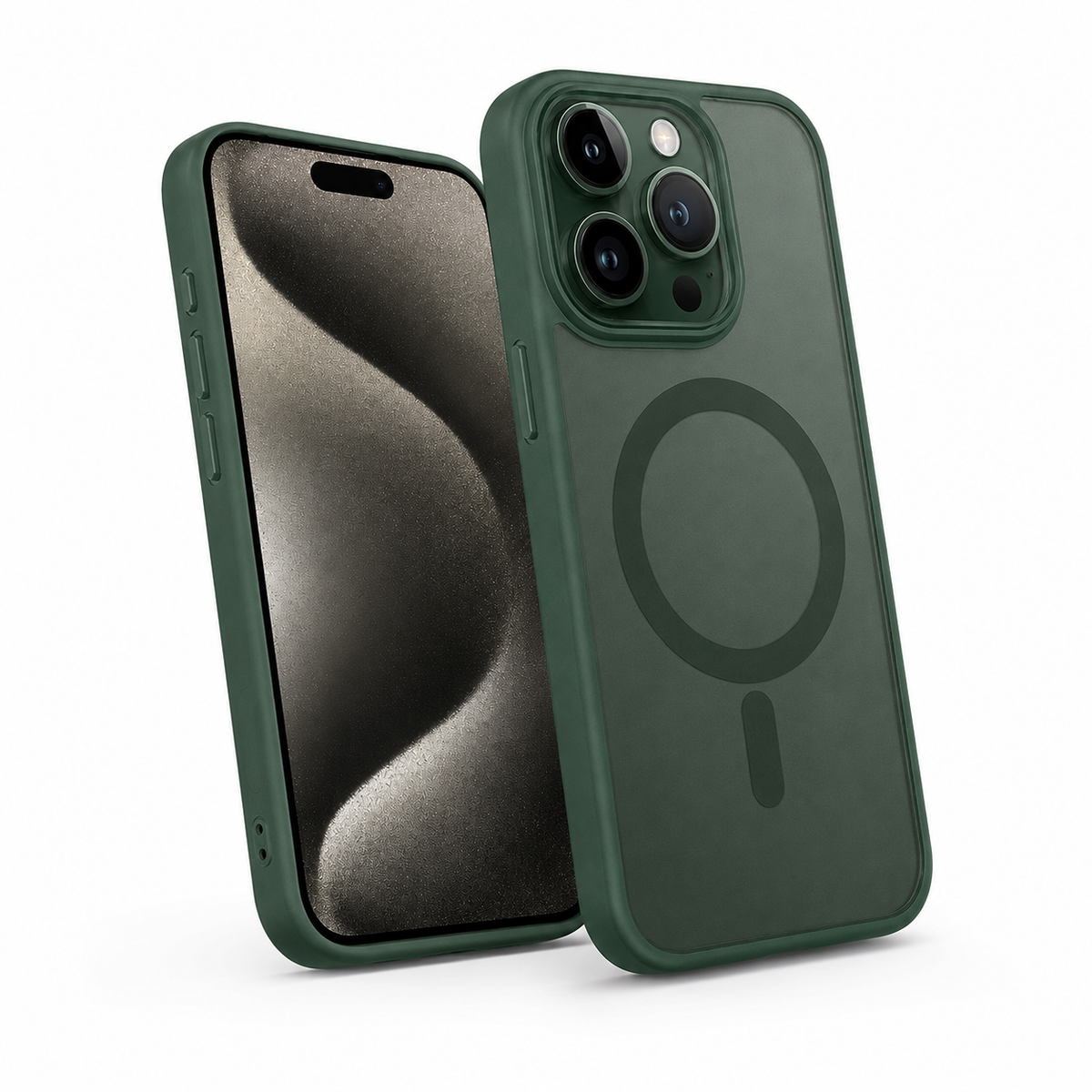 Matte Rubberized MagSafe Case for Apple iPhone 14 - Midnight Green
