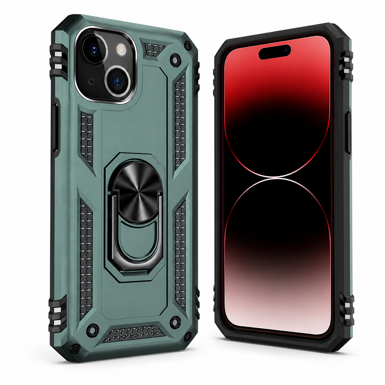 Anti-Drop Matte Hybrid Case for Apple iPhone 13 - Midnight Green