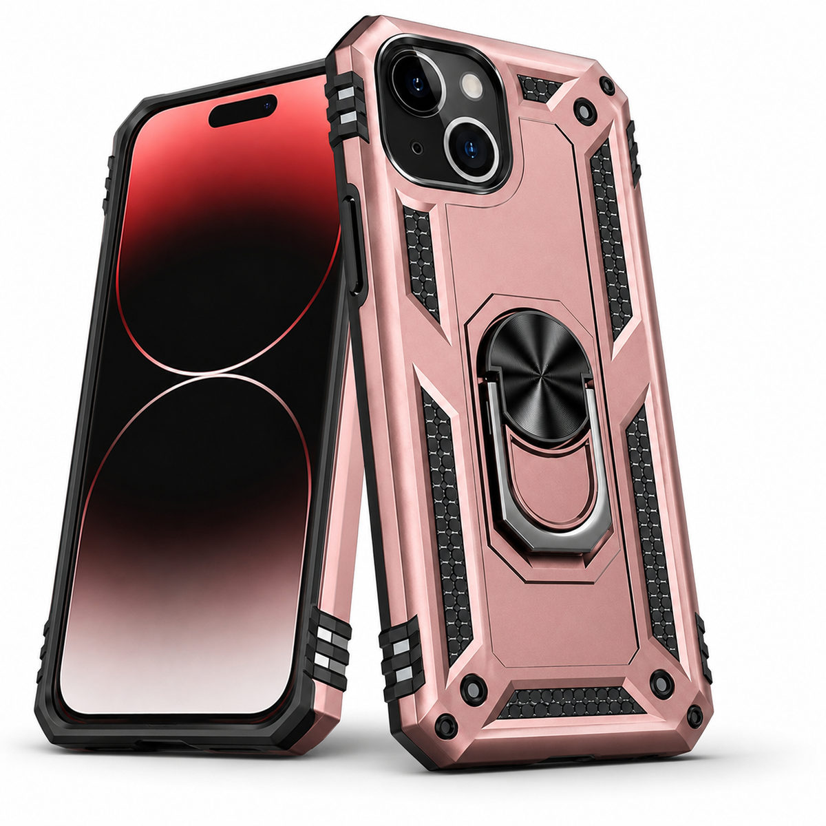 Anti-Drop Matte Hybrid Case for Apple iPhone 15 - Rose Gold