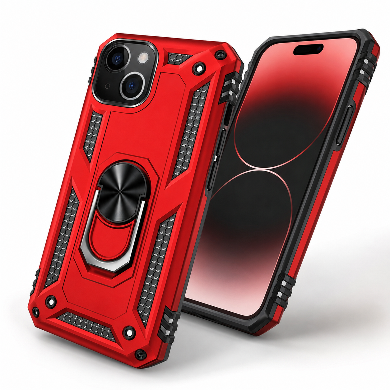 Anti-Drop Matte Hybrid Case for Apple iPhone 14 - Red