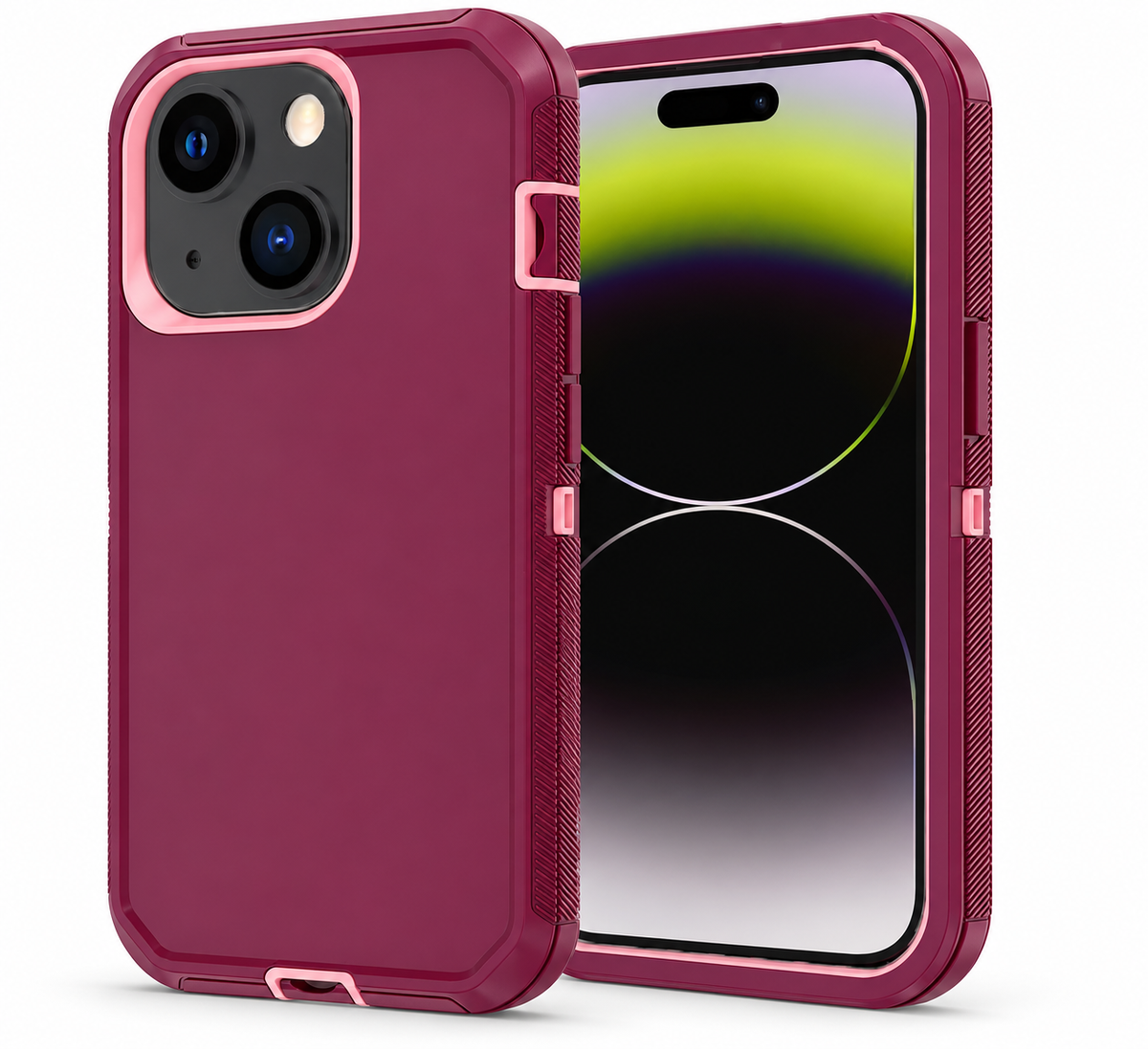 Triple Protection Case for Apple iPhone 15 - Pink Rose