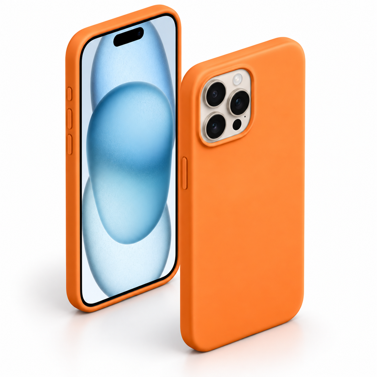 Premium Liquid Silicone Case for Apple iPhone 15 Pro - Orange - alternate product view