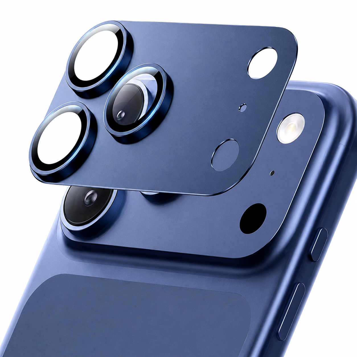 Blue Metal Camera Lens Protector for Apple iPhone 17 Pro Max with HD Tempered Glass